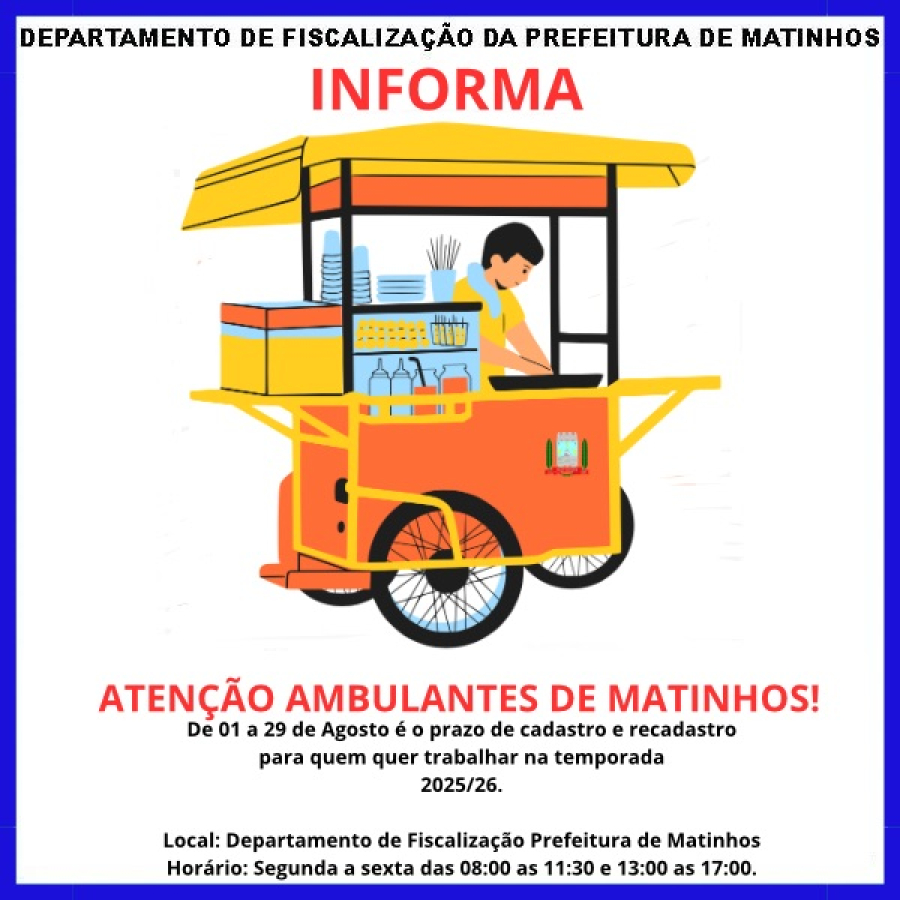 Matinhos abre prazo para cadastro de ambulantes que desejam atuar na temporada 2025/2026