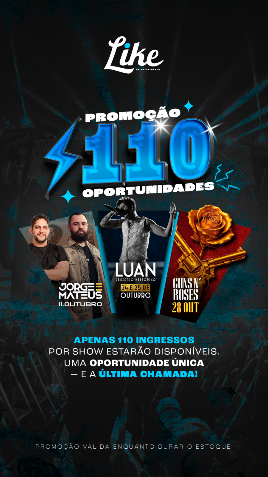 LIKE libera lote extra de ingressos para shows esgotados em outubro: apenas 110 oportunidades por apresentação